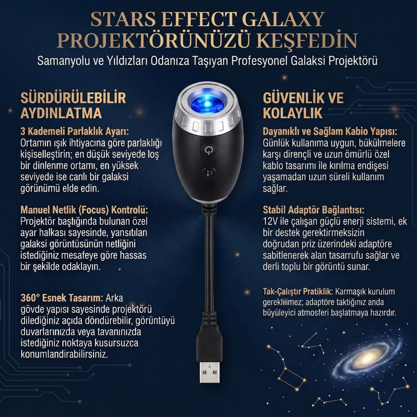 Stars Effect Galaksi Led Projektör